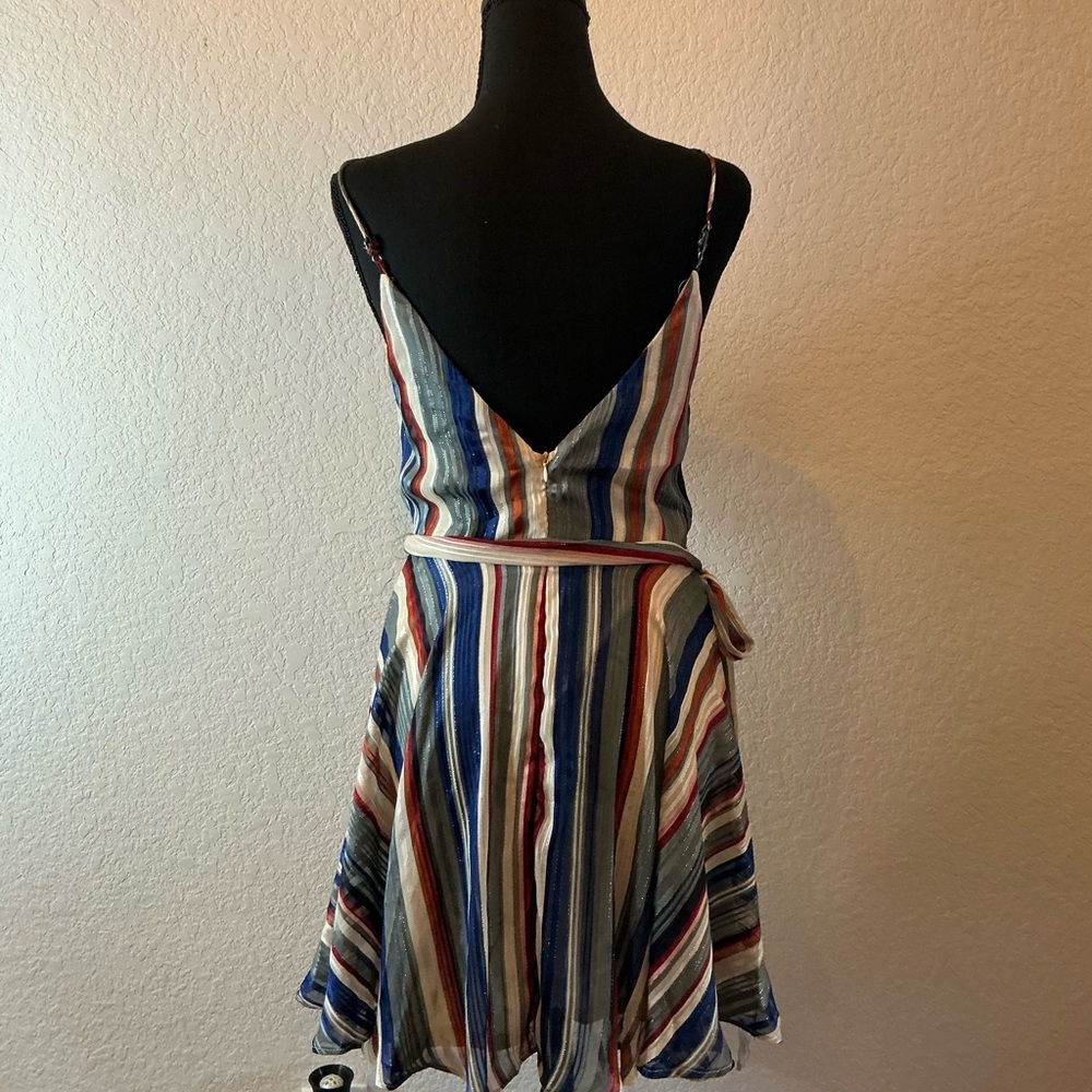 NWT Lily Rain-Striped Multicolor Wrap Dress - Picture 3 of 5